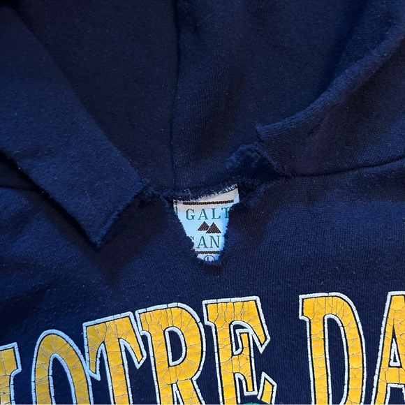 Vintage 90s Notre Dame Hoodie Sweatshirt Made in USA - Picture 6 of 9